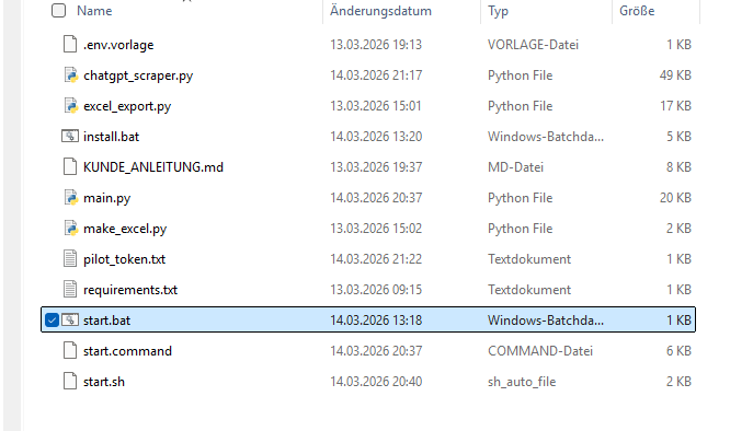 Start.bat auswählen