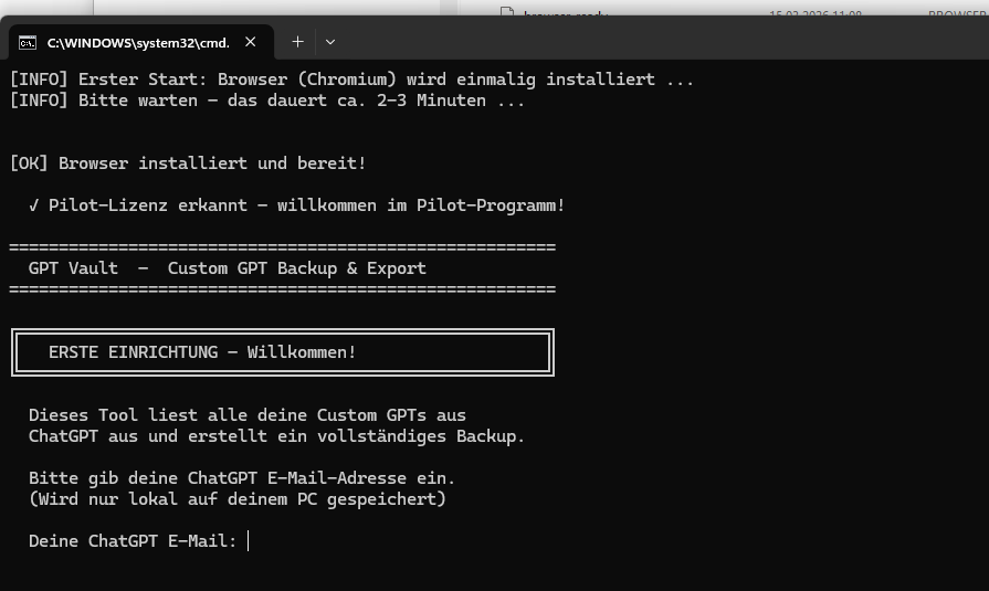 E-Mail & ChatGPT-Konto eingeben
