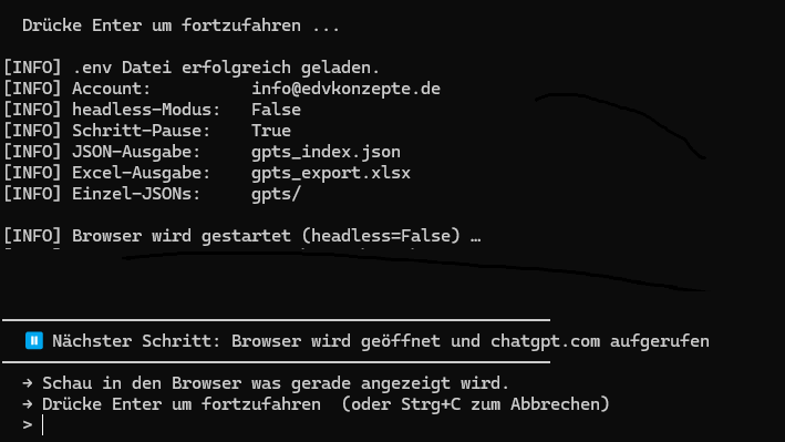 Integrierter Browser startet